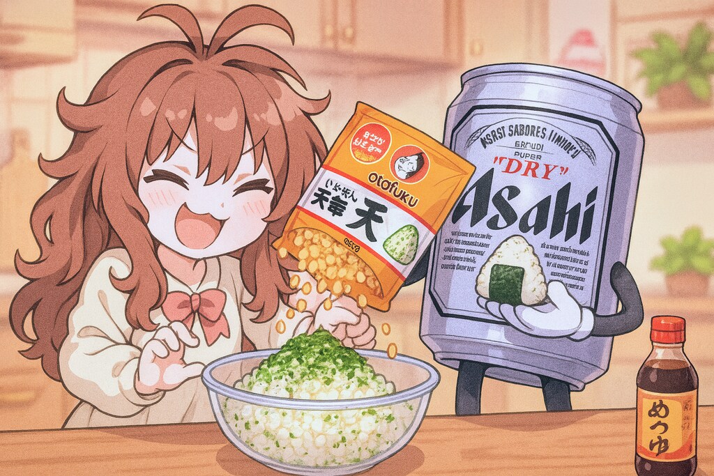 悪魔のおにぎりを作る小さな女の子