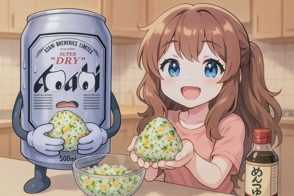 悪魔のおにぎりを作る小さな女の子