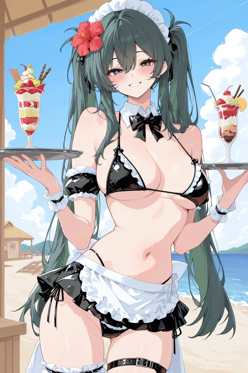 海の家のビキニメイド