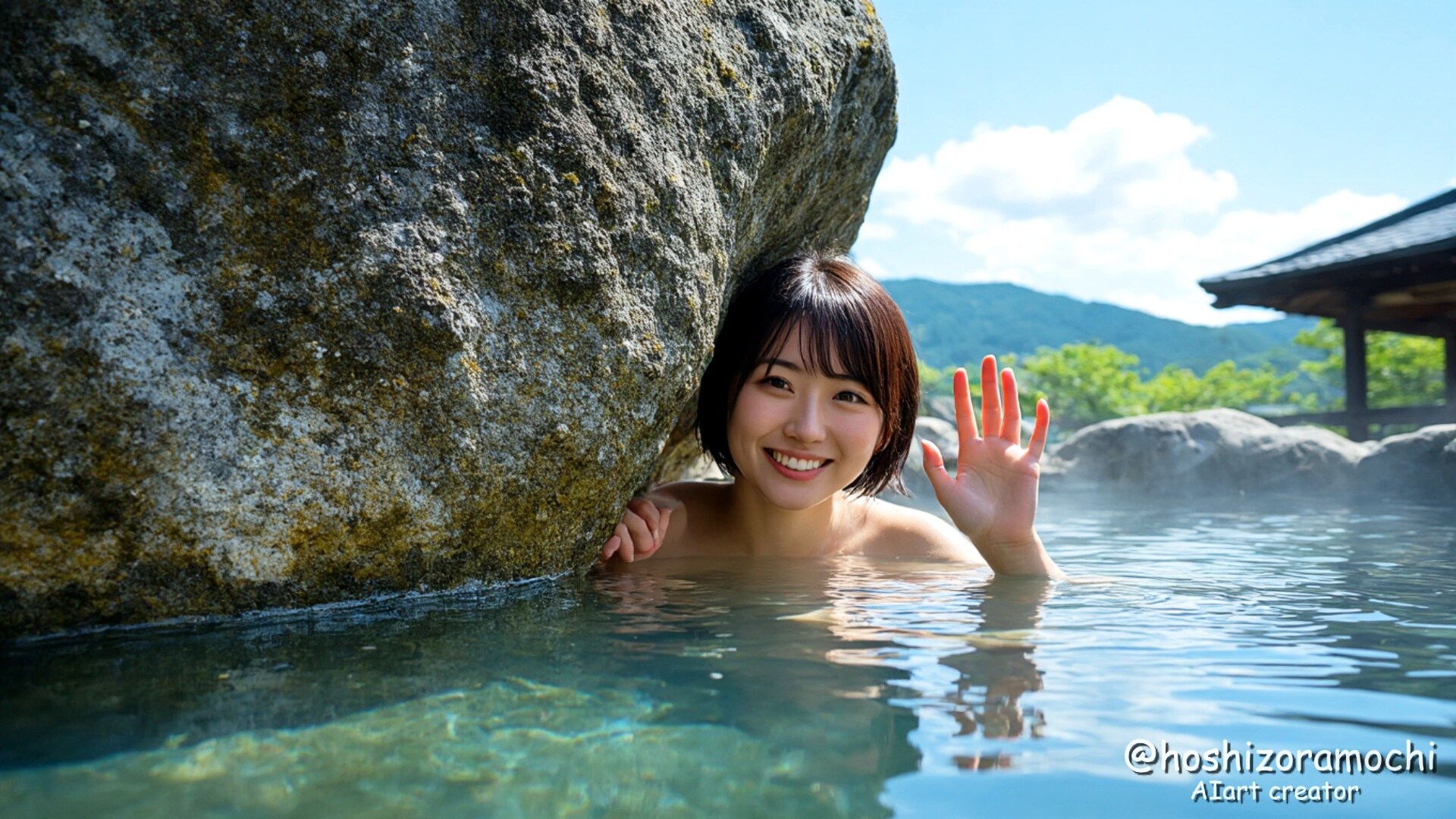 岩陰から覗く天真爛漫