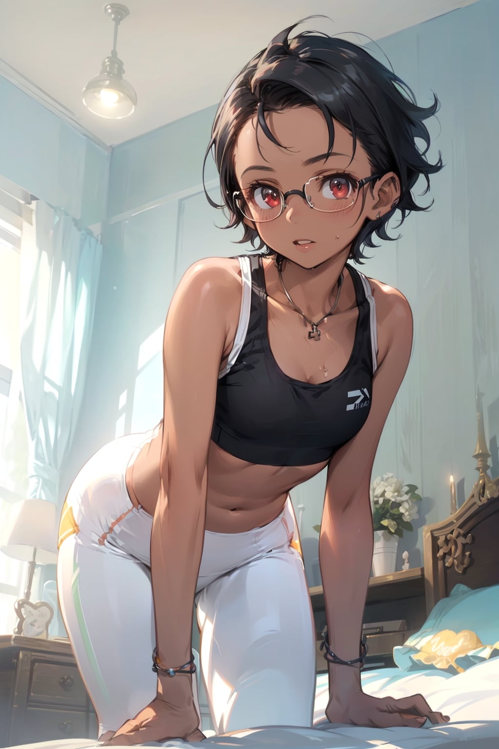 スポーツウェアの眼鏡っ娘
