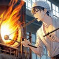 炎（を）使い（ガラス工芸品を作る男） 4枚目