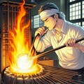 炎（を）使い（ガラス工芸品を作る男） 2枚目
