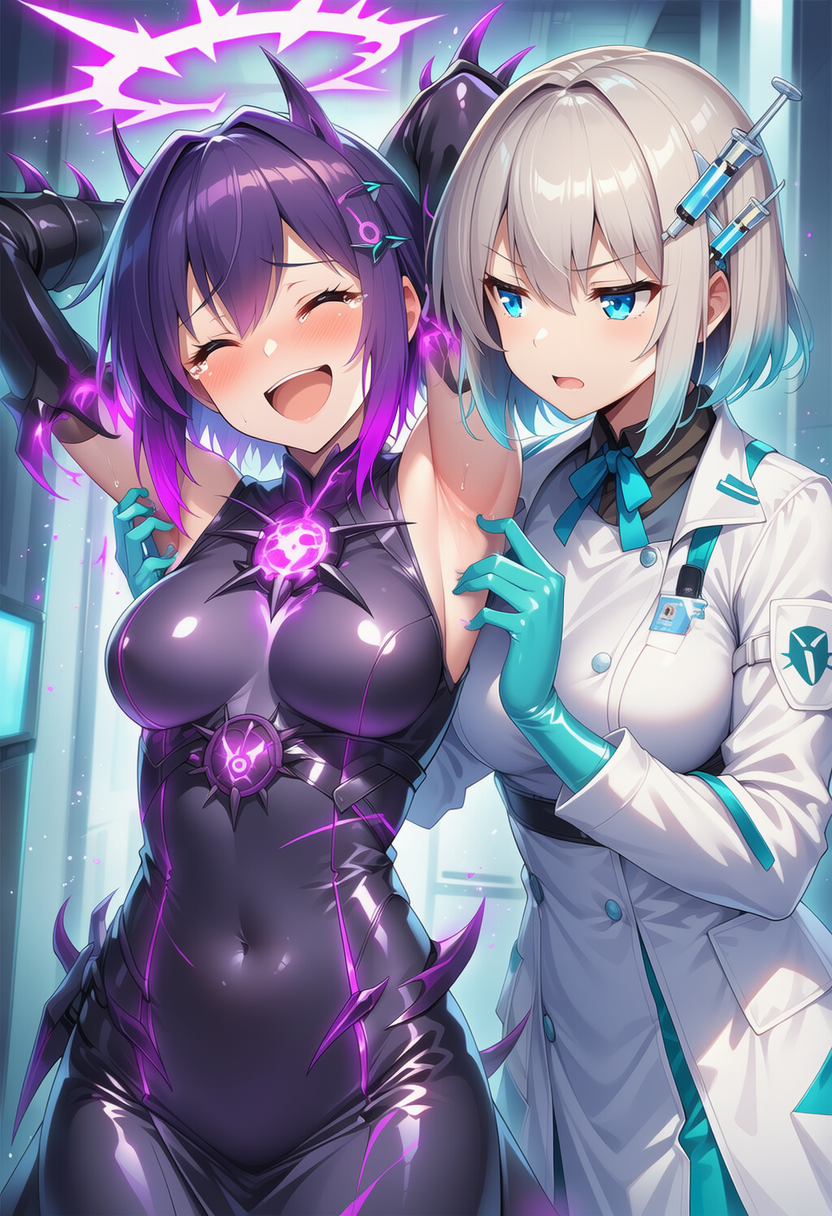 「めっ！だよ！ウイルスちゃん！ウイルスちゃんの弱いところみんな知ってるんだからお仕置き！」 「ちょっ…待ってワクチンちゃん！なんで私の弱いところ知ってるの！？あははははははは！」
