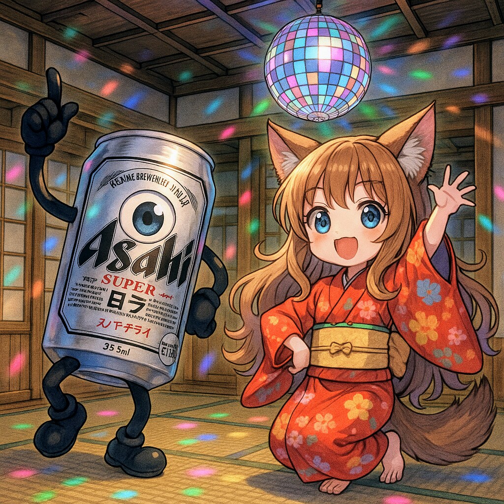 一つ目小僧と座敷わらしのビール缶と小さな女の子 | の人気AIイラスト・グラビア