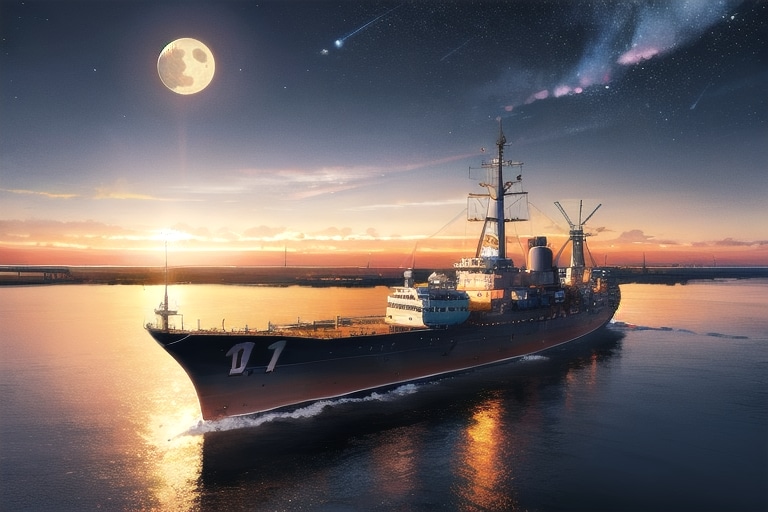 軍艦と夜空 | の人気AIイラスト・グラビア