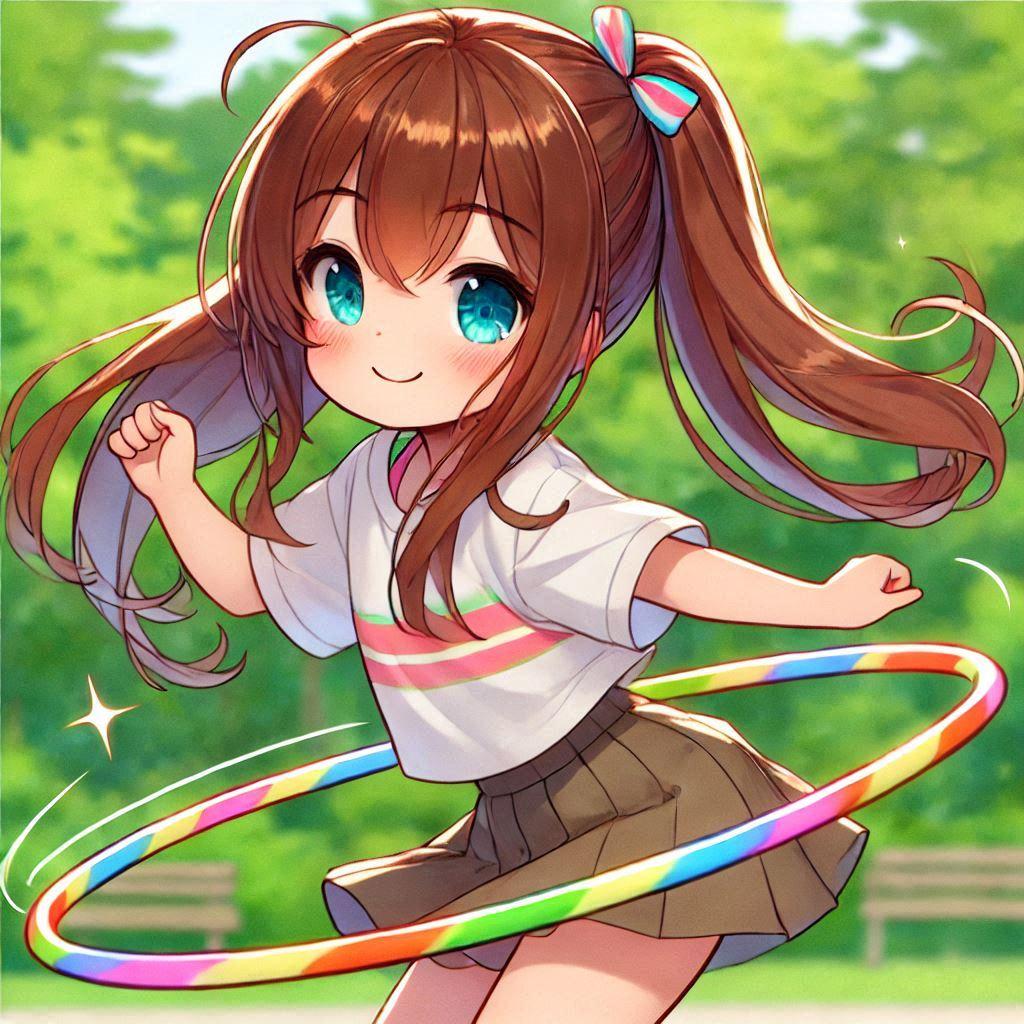 フラフープをしている小さな女の子
