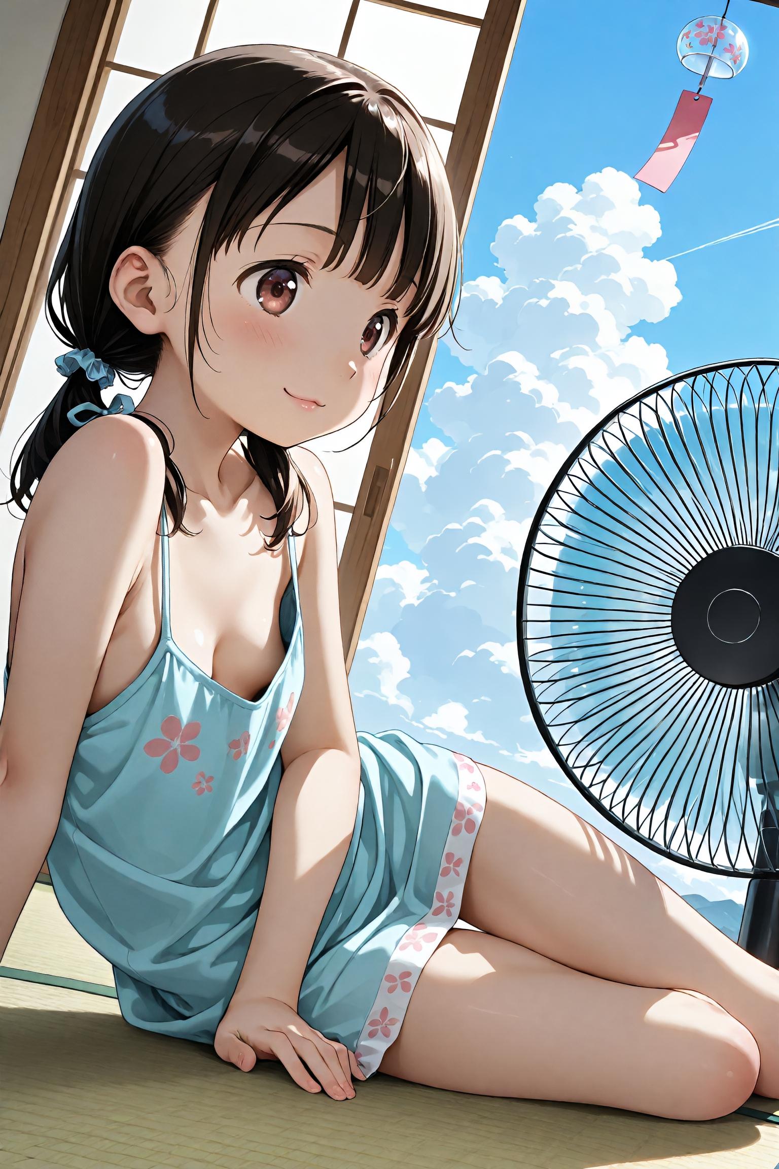 夏の暑い日（胸元ゆるめ）