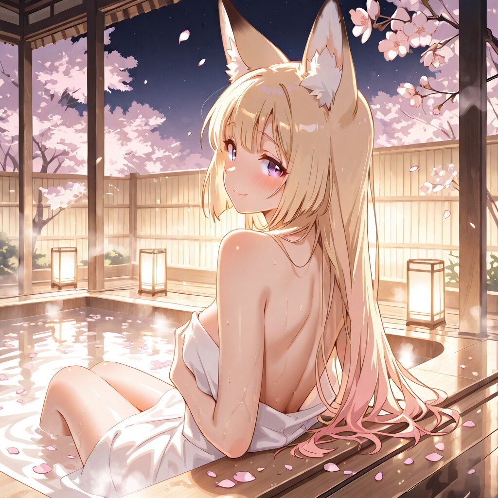 春の温泉キツネっ娘さん