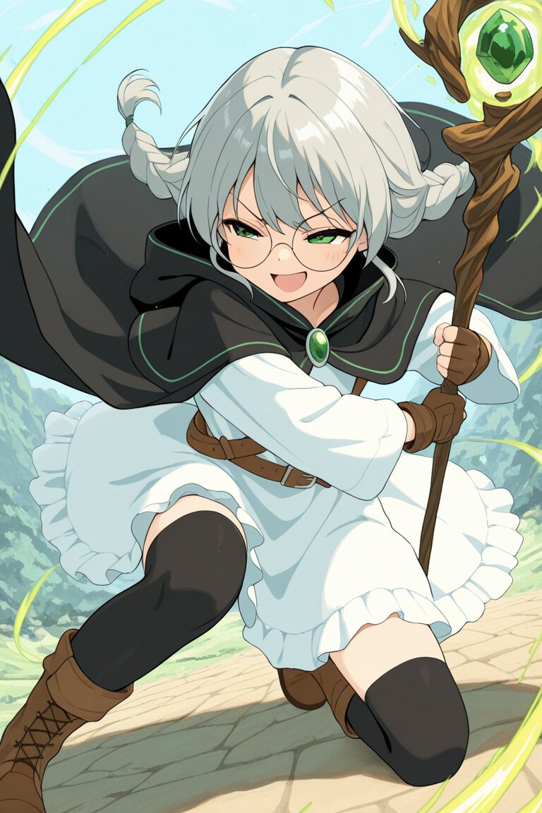 白髪眼鏡の魔法使いちゃん | の人気AIイラスト・グラビア