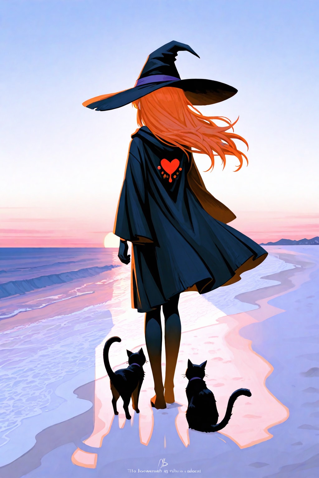 砂浜の魔女と黒猫