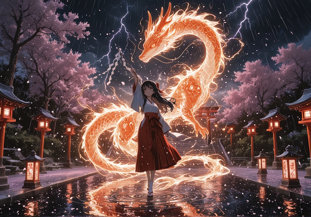 祓串に応えし桜の龍