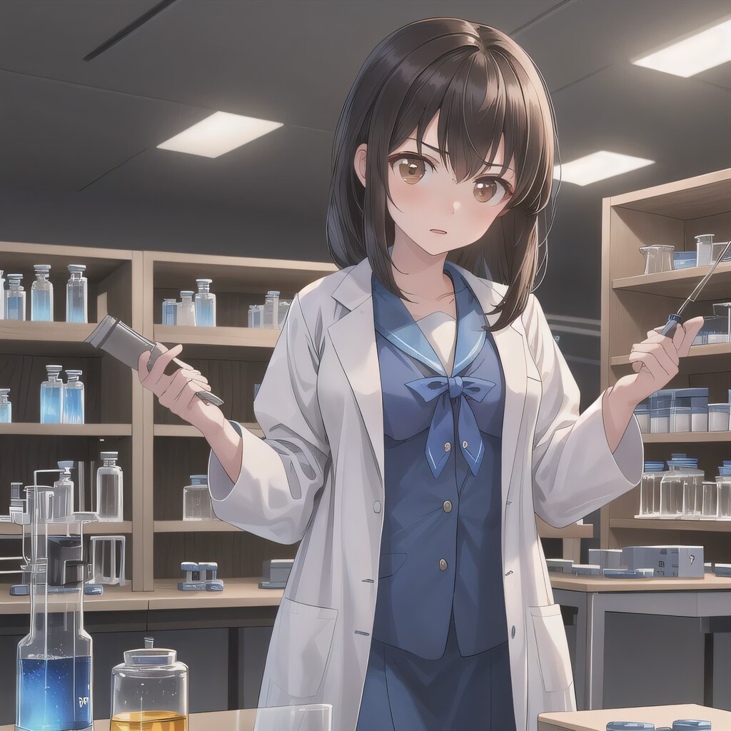 黒髪ロングで白衣の少女５２