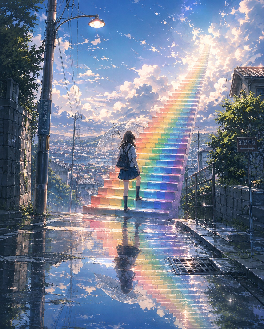 雨上がりの虹の階段