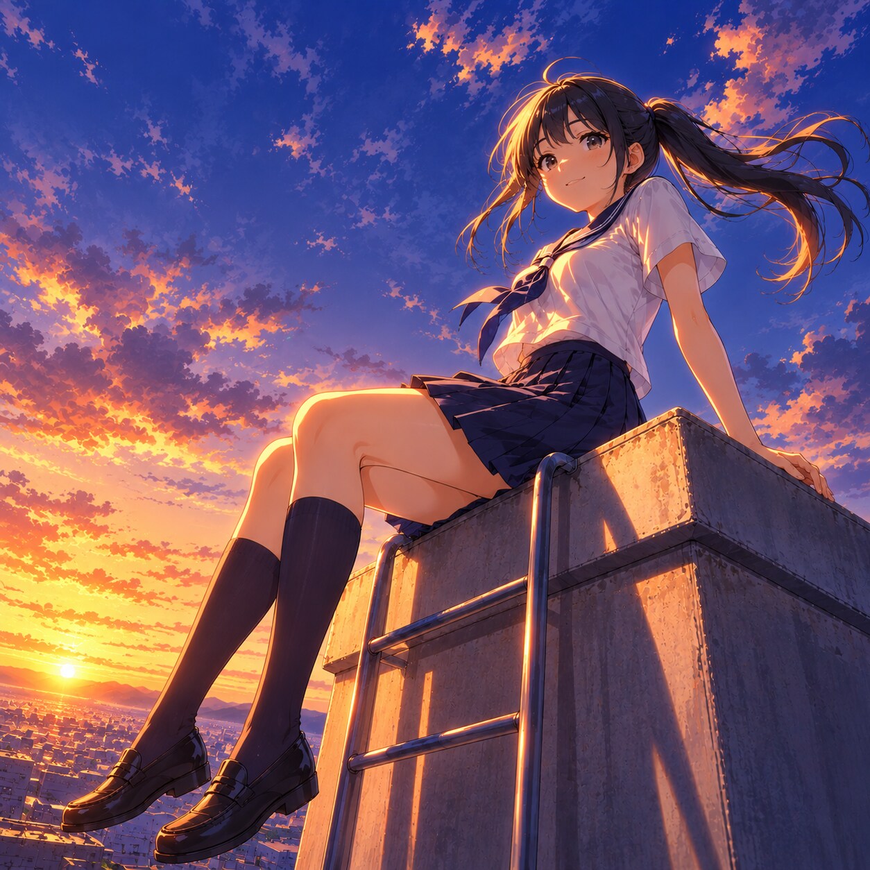 屋上の少女 | の人気AIイラスト・グラビア