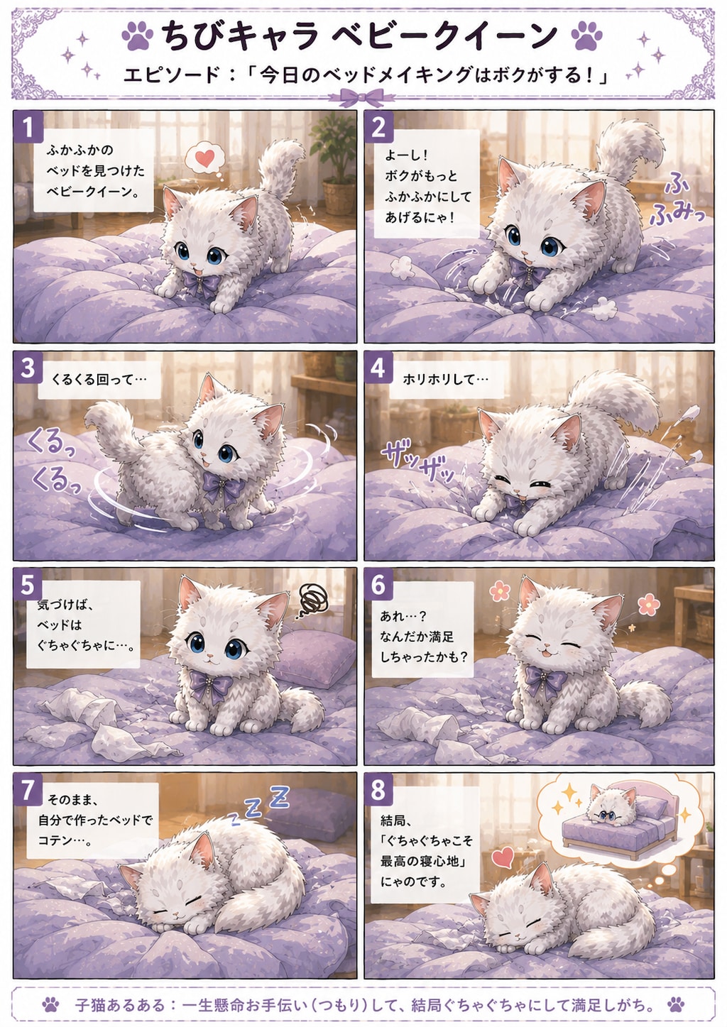 猫漫画コンテンツ6シリーズ  猫漫画6シリーズを投稿しています。  サイベリアンのクィーン 雨の日の、小さな探検。  ちびキャラ ベビークイーン 今日のベッドメイキングはボクがする！  クイーンと無職