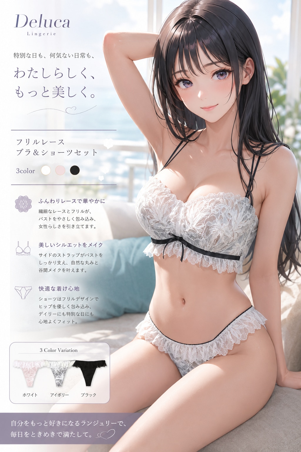 3burstのランジェリーモデルのお仕事。