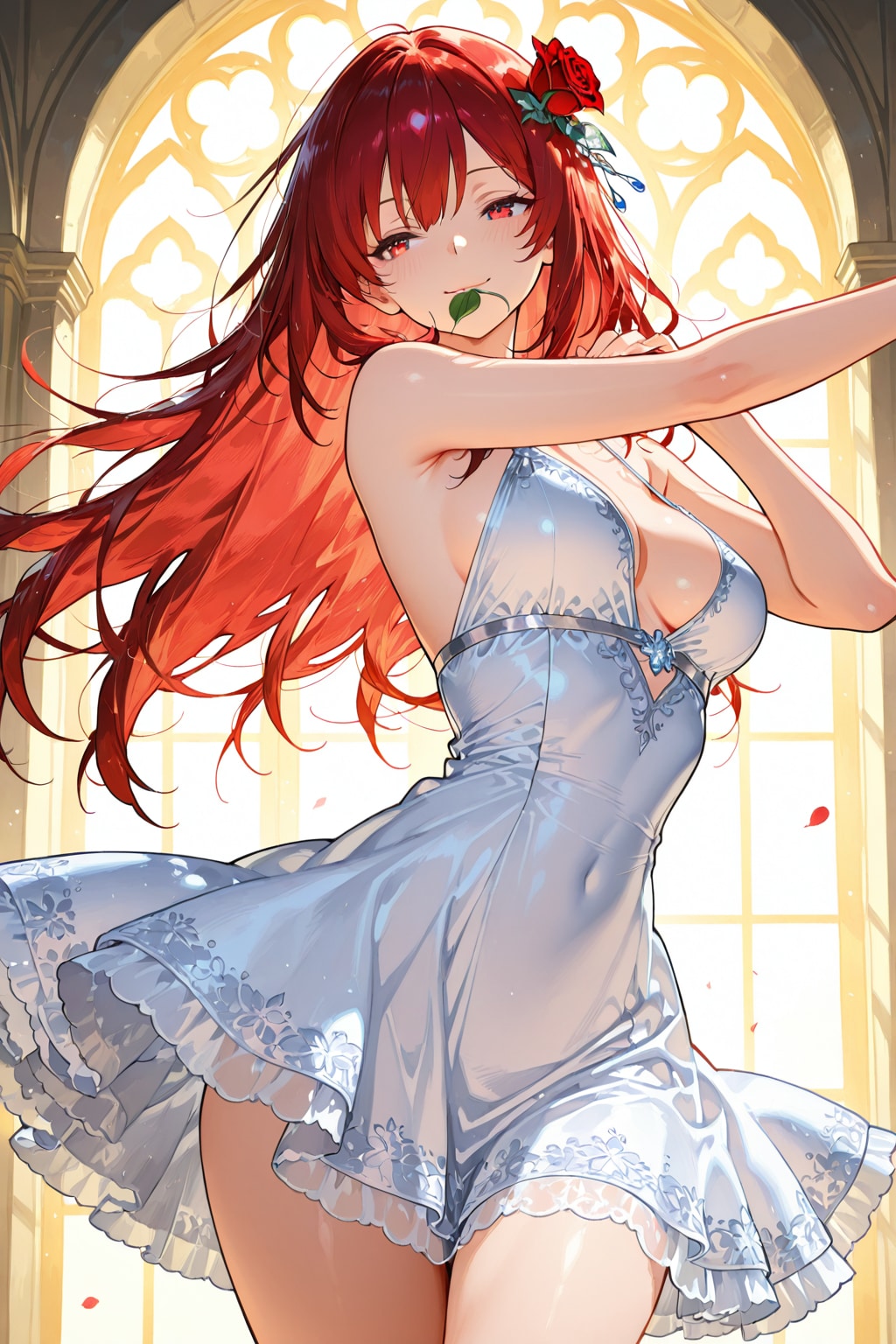 薔薇(の茎)を咥えて踊るソードダンサー① | の人気AIイラスト・グラビア