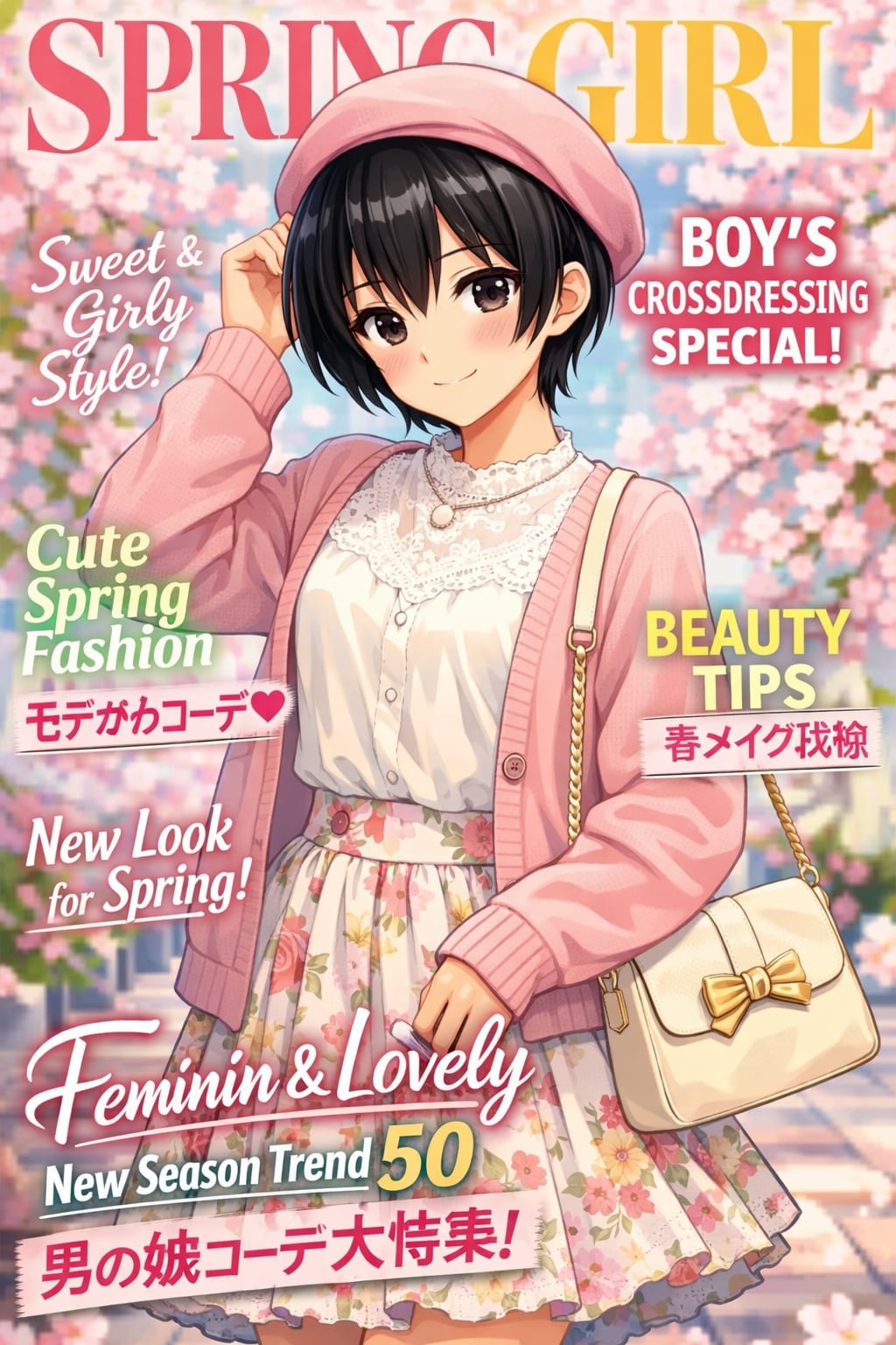 ファッション雑誌の表紙を飾る男の娘 | の人気AIイラスト・グラビア