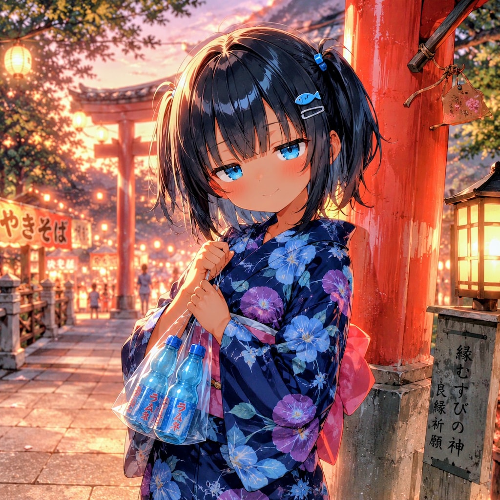 夏祭り 相手を待つこなつちゃん