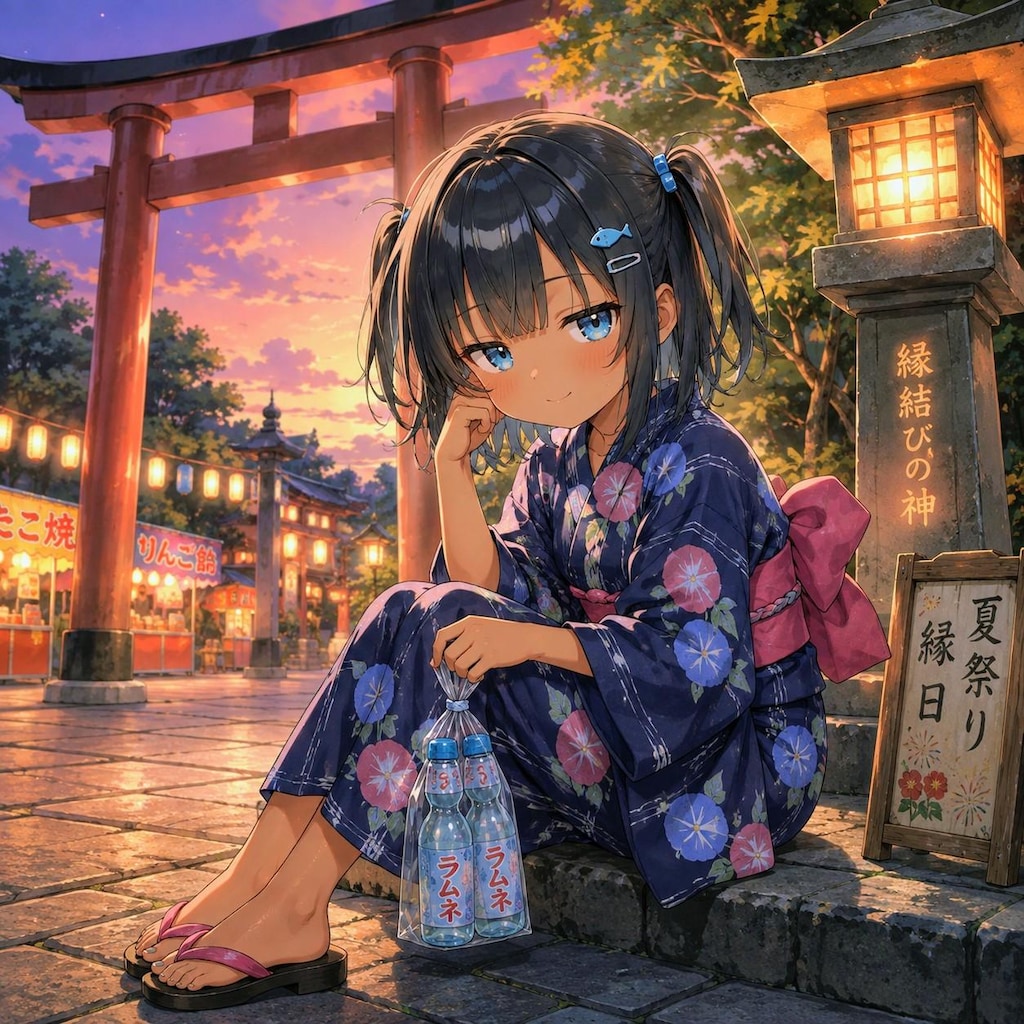 夏祭り 相手を待つこなつちゃん