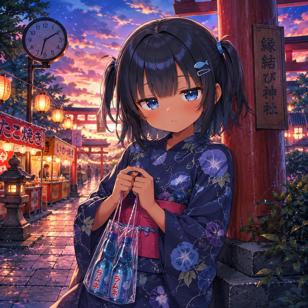 夏祭り 相手を待つこなつちゃん