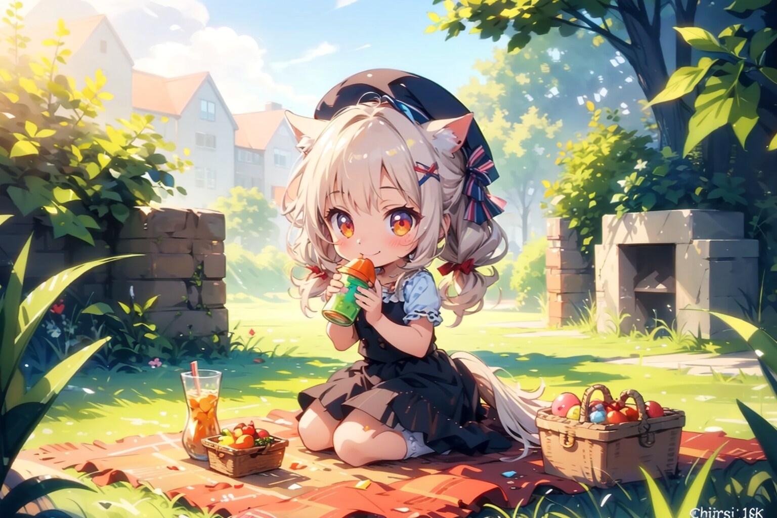 TOPAZ版、女の子、「ピクニックをしよう！」。