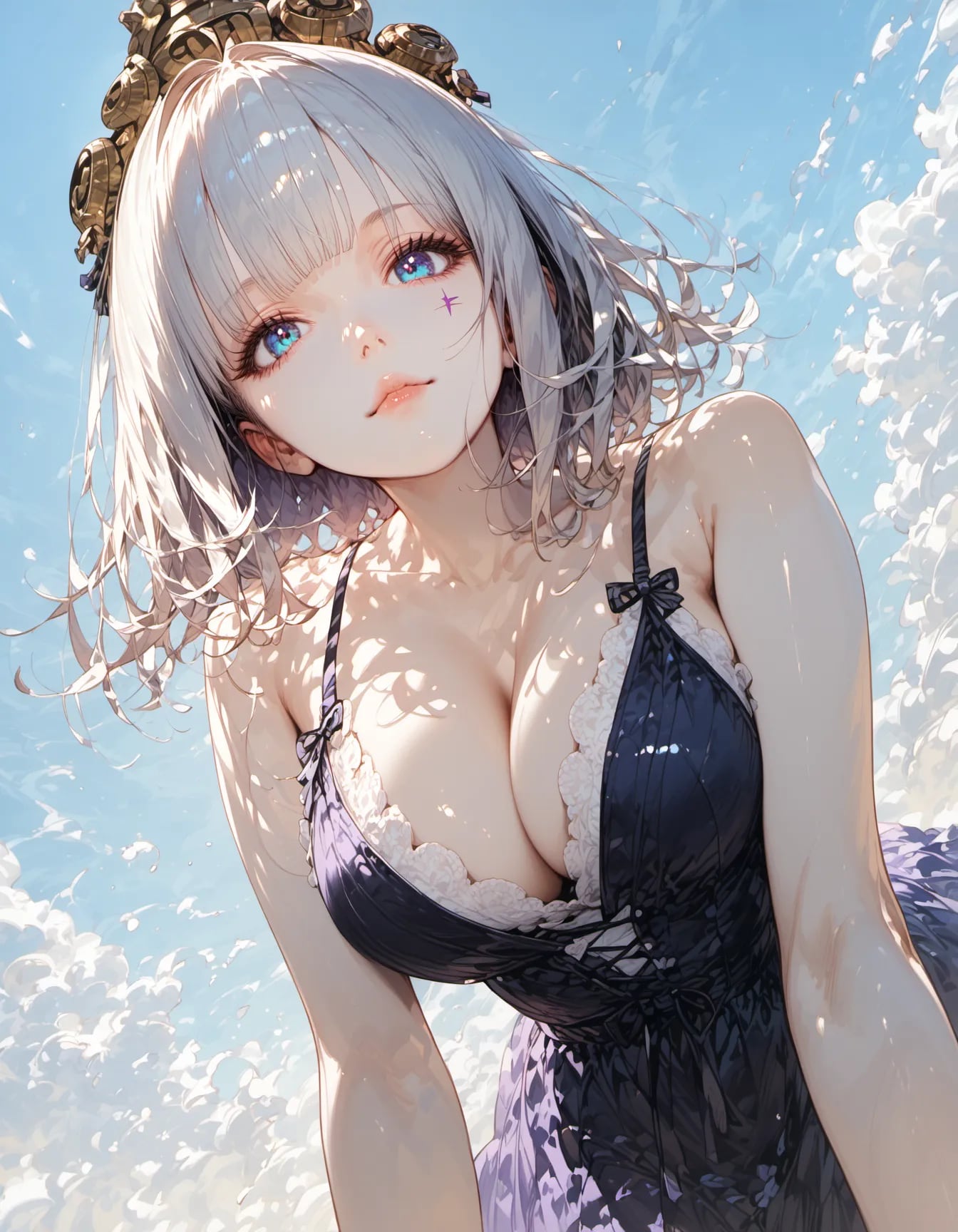 Azure Gaze Beneath the Summer Sky