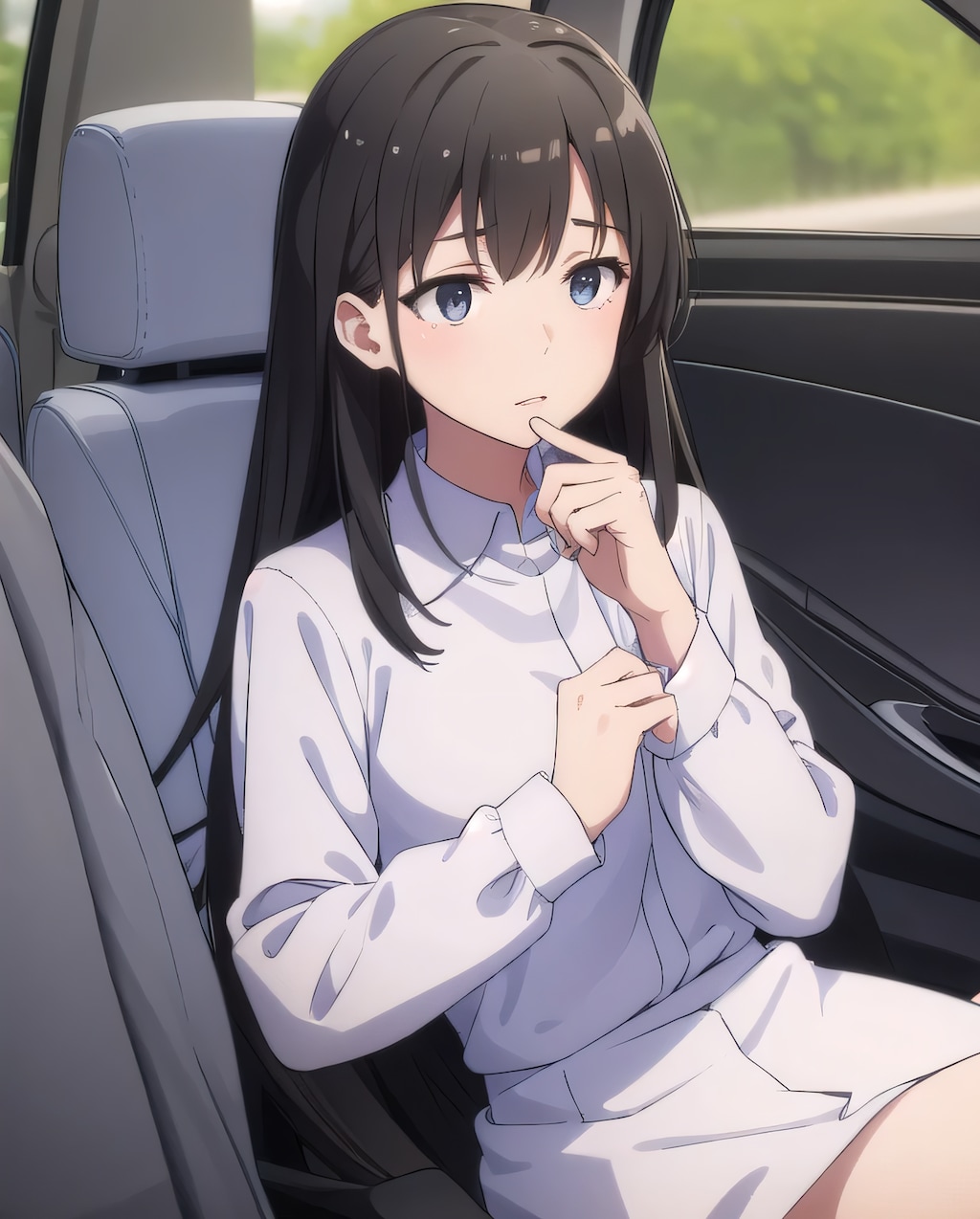 黒髪ロングで車内の少女１９