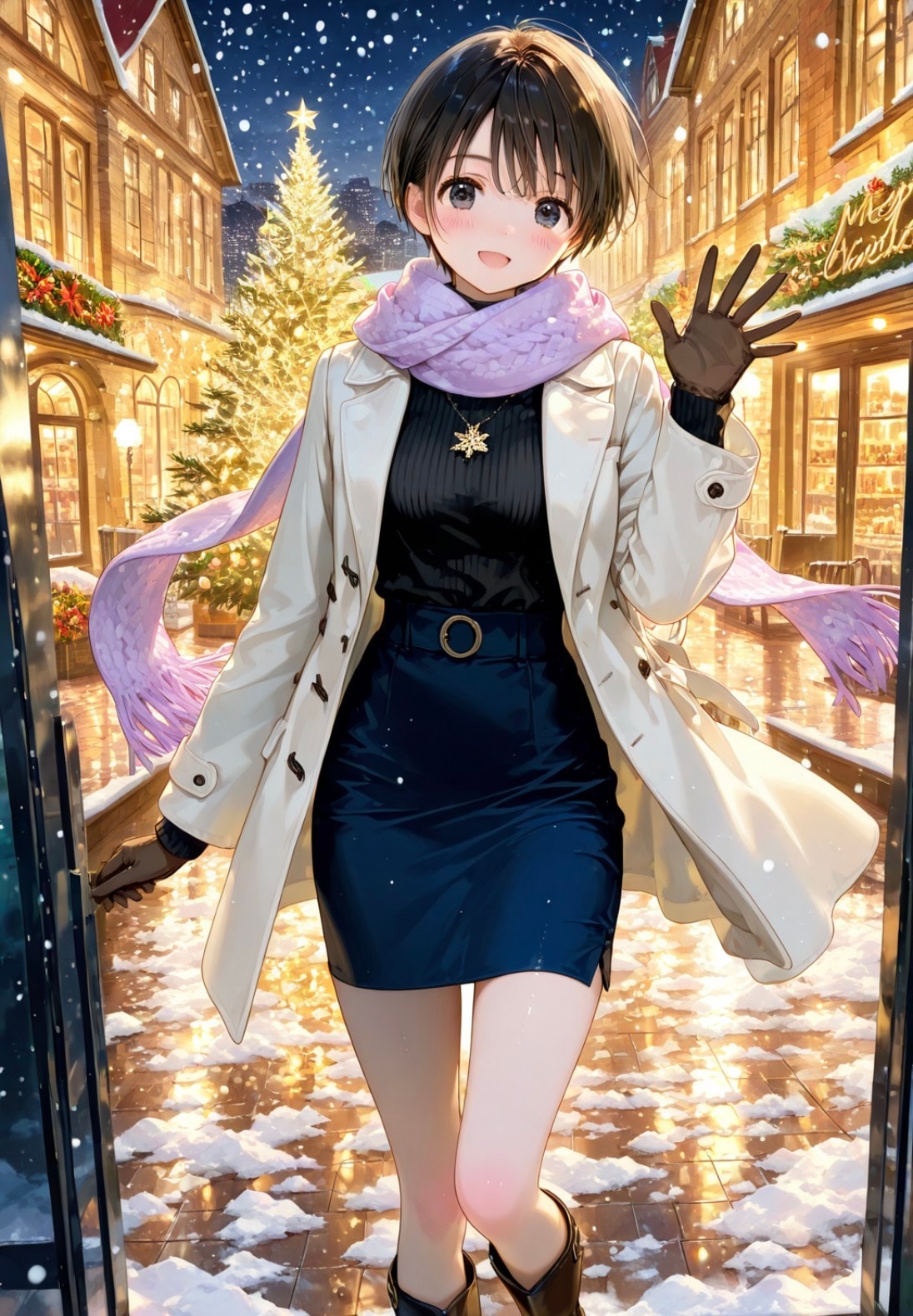 「お待たせ、行こっか❄️」の彼女🎄🌃 | の人気AIイラスト・グラビア