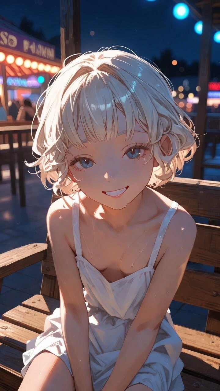 夜の遊園地のフードエリア