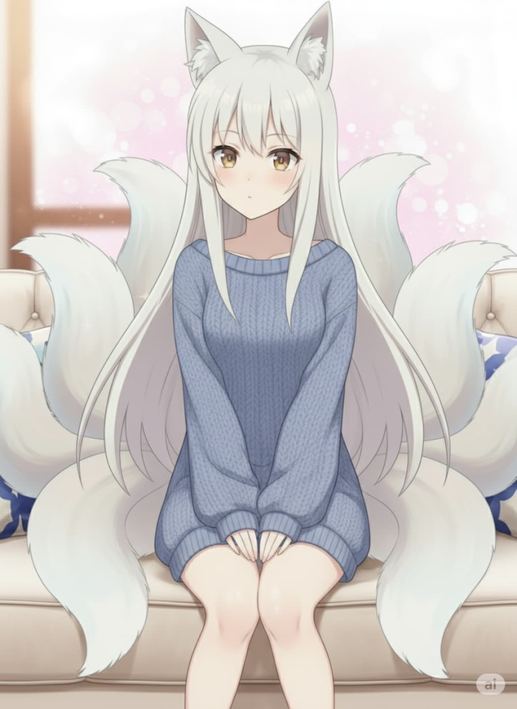 ゆるふわニットの朝