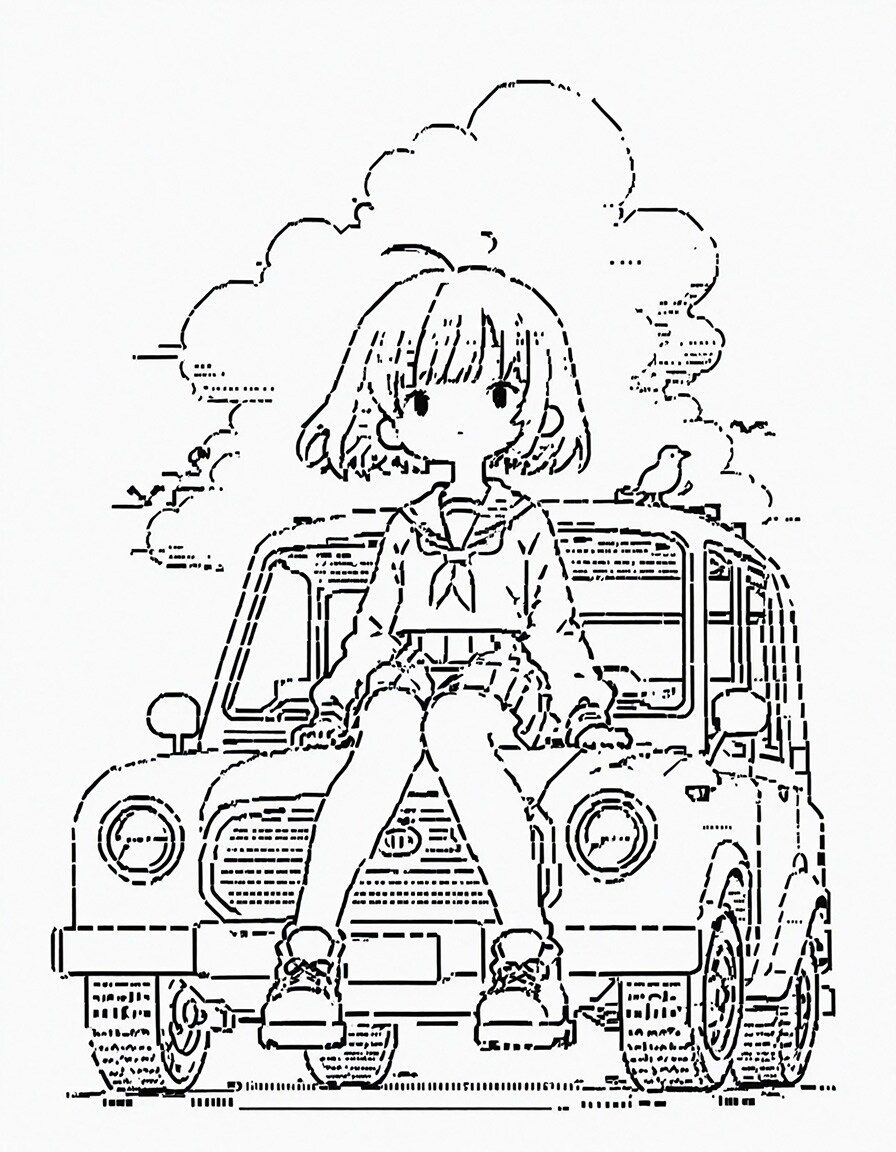 ASCIIアート風おんなのこ