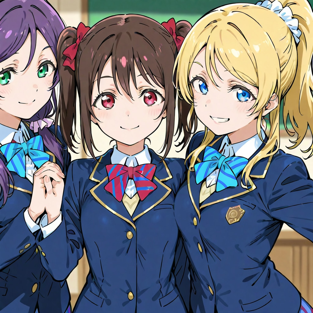 卒業写真を取るμ's3年生一同