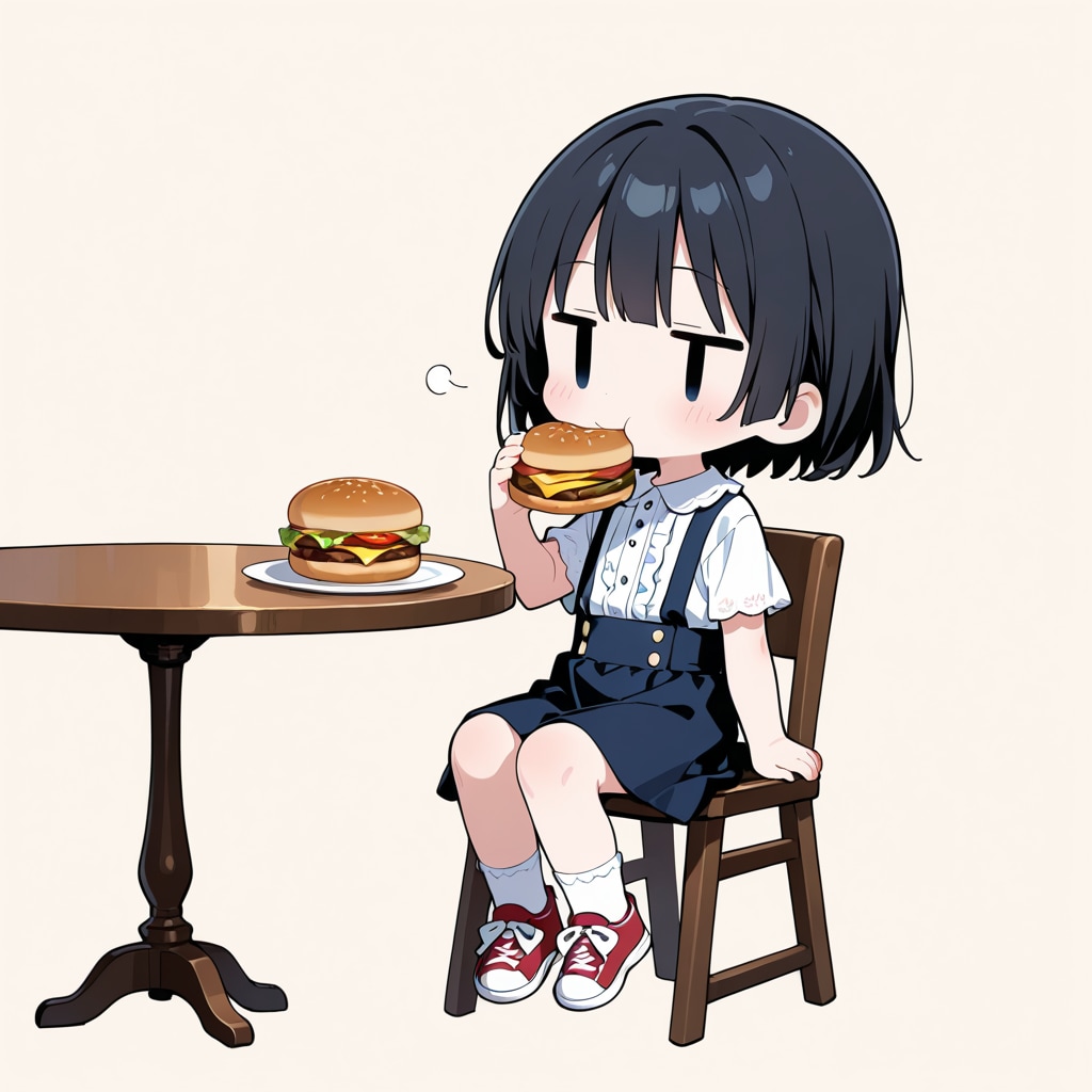 ハンバーガーを食べる
