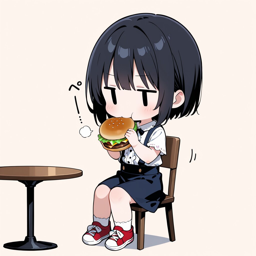 ハンバーガーを食べる
