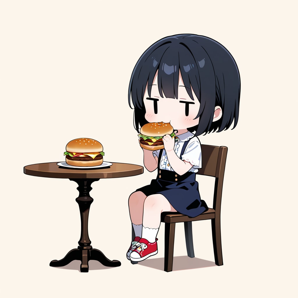 ハンバーガーを食べる