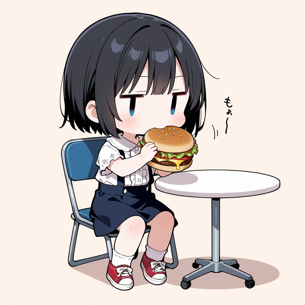 ハンバーガーを食べる