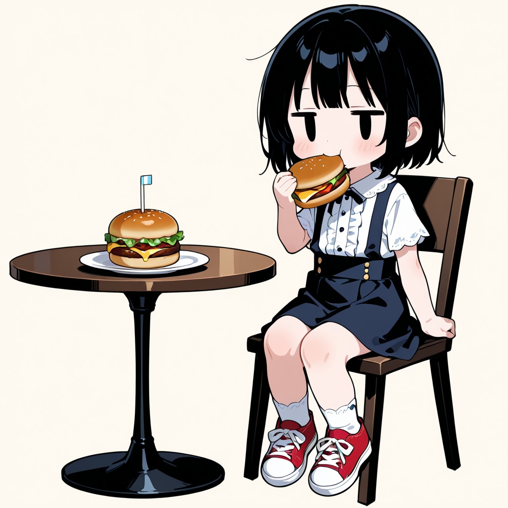 ハンバーガーを食べる