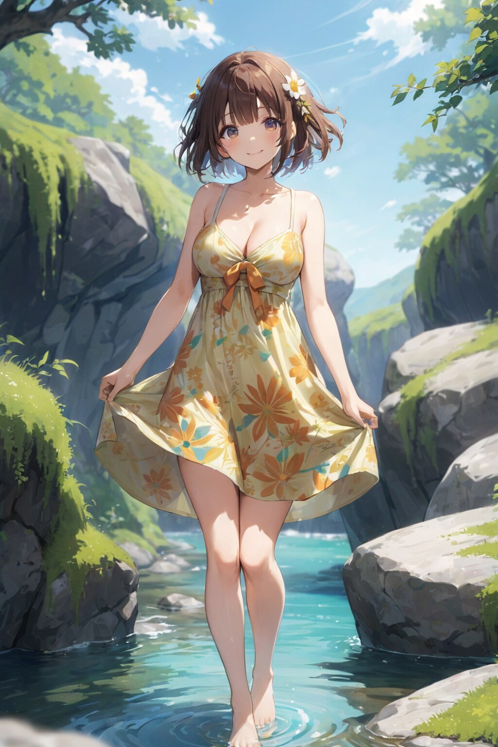 渓谷の少女 - 自然の中で咲く微笑み