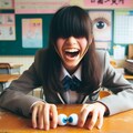 【謎画像】笑うと目がなくなる女子高生 3枚目