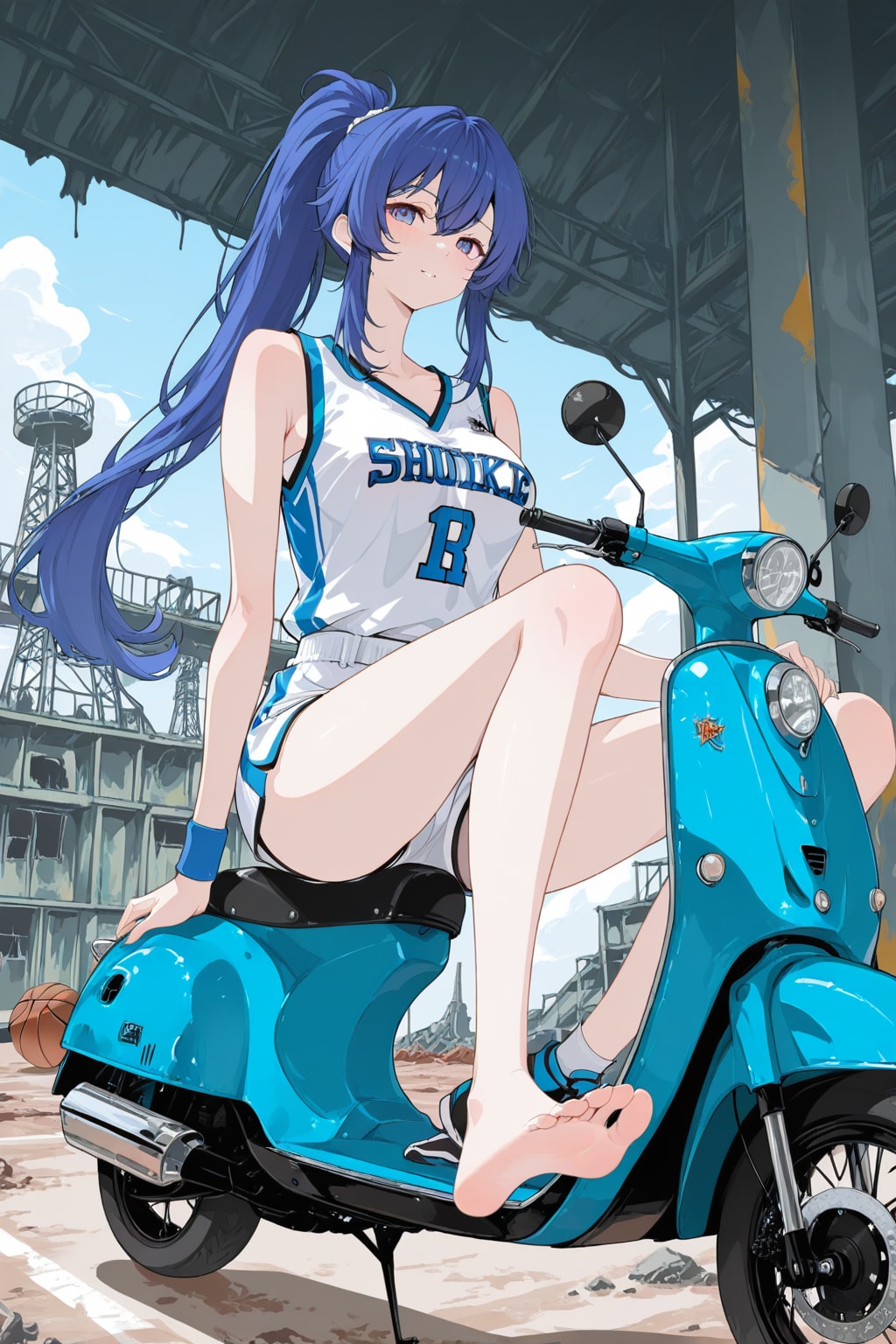 バイクに座る_APRICOT