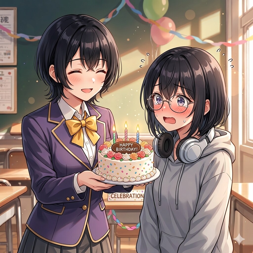 【FA御礼】甘南備シノさんから誕生日ケーキをもらうすみれちゃん