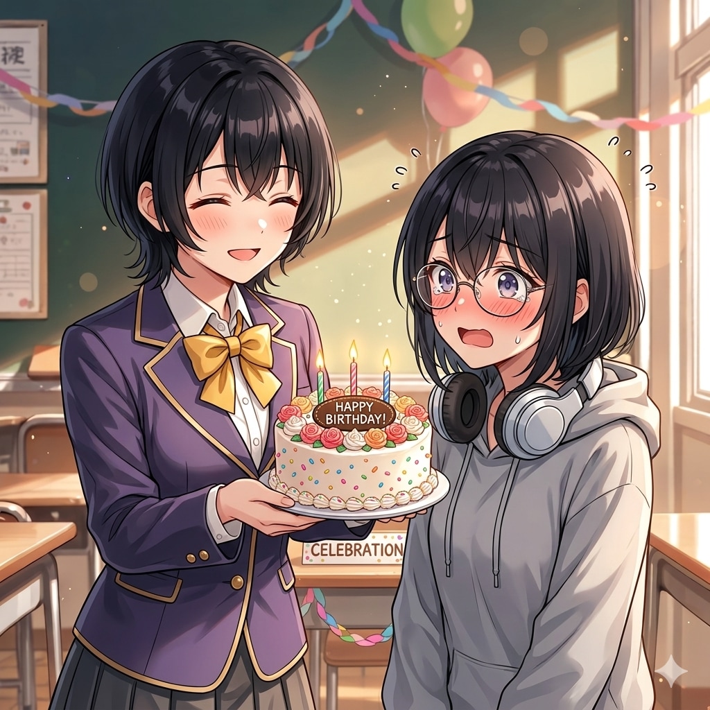 【FA御礼】甘南備シノさんから誕生日ケーキをもらうすみれちゃん