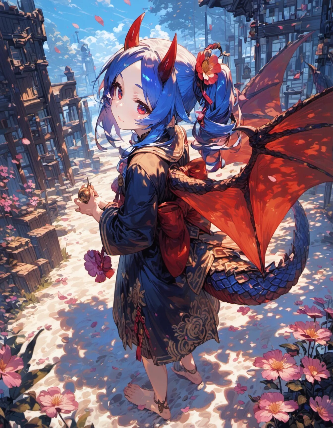Crimson Wings Over the Old Quarter | の人気AIイラスト・グラビア