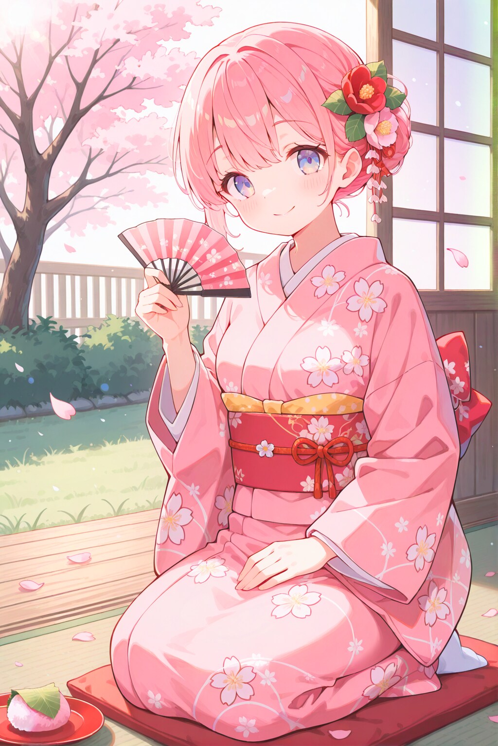 花見のお茶菓子は桜餅