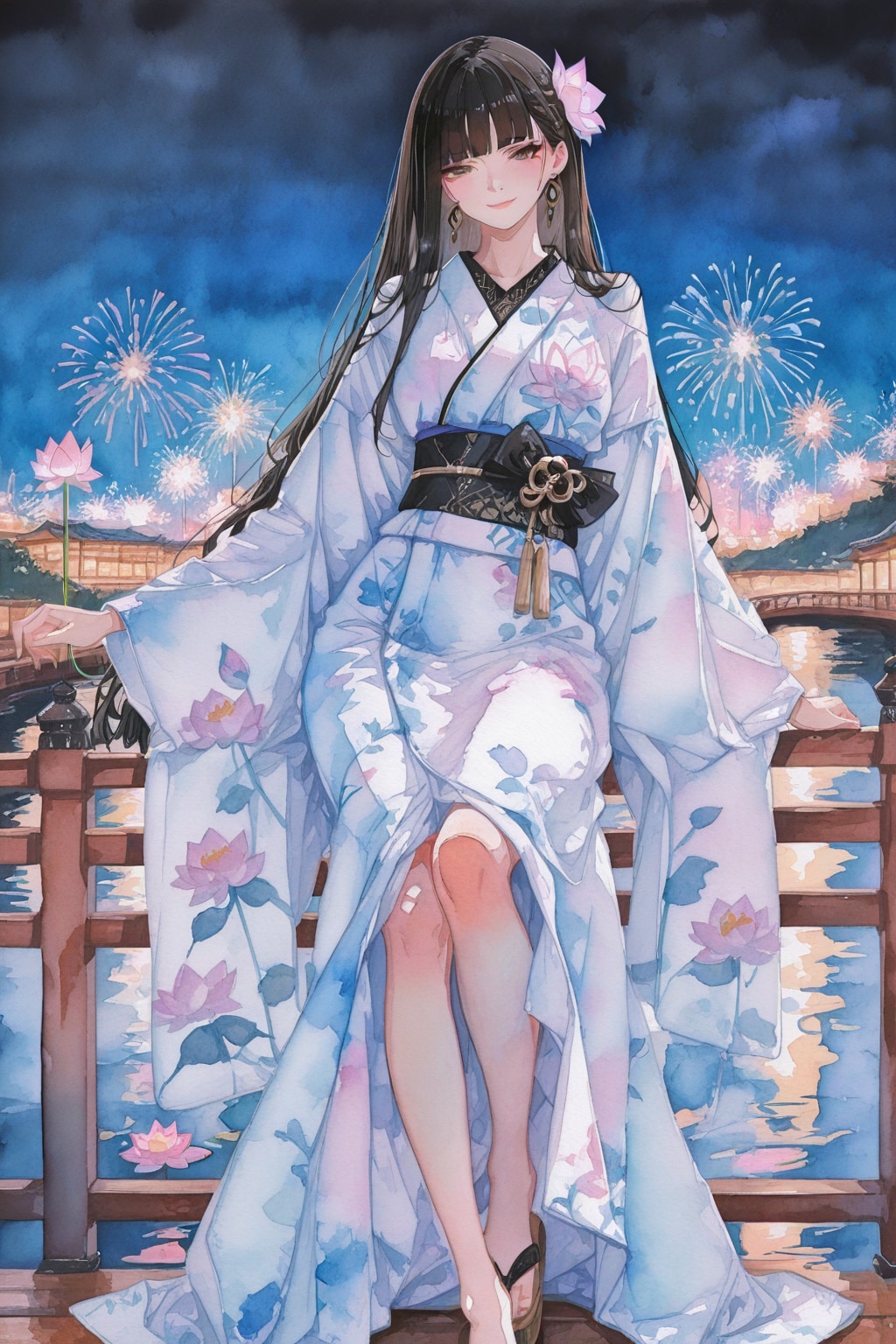 浴衣で花火観覧