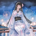 浴衣で花火観覧 4枚目