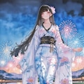 浴衣で花火観覧 2枚目