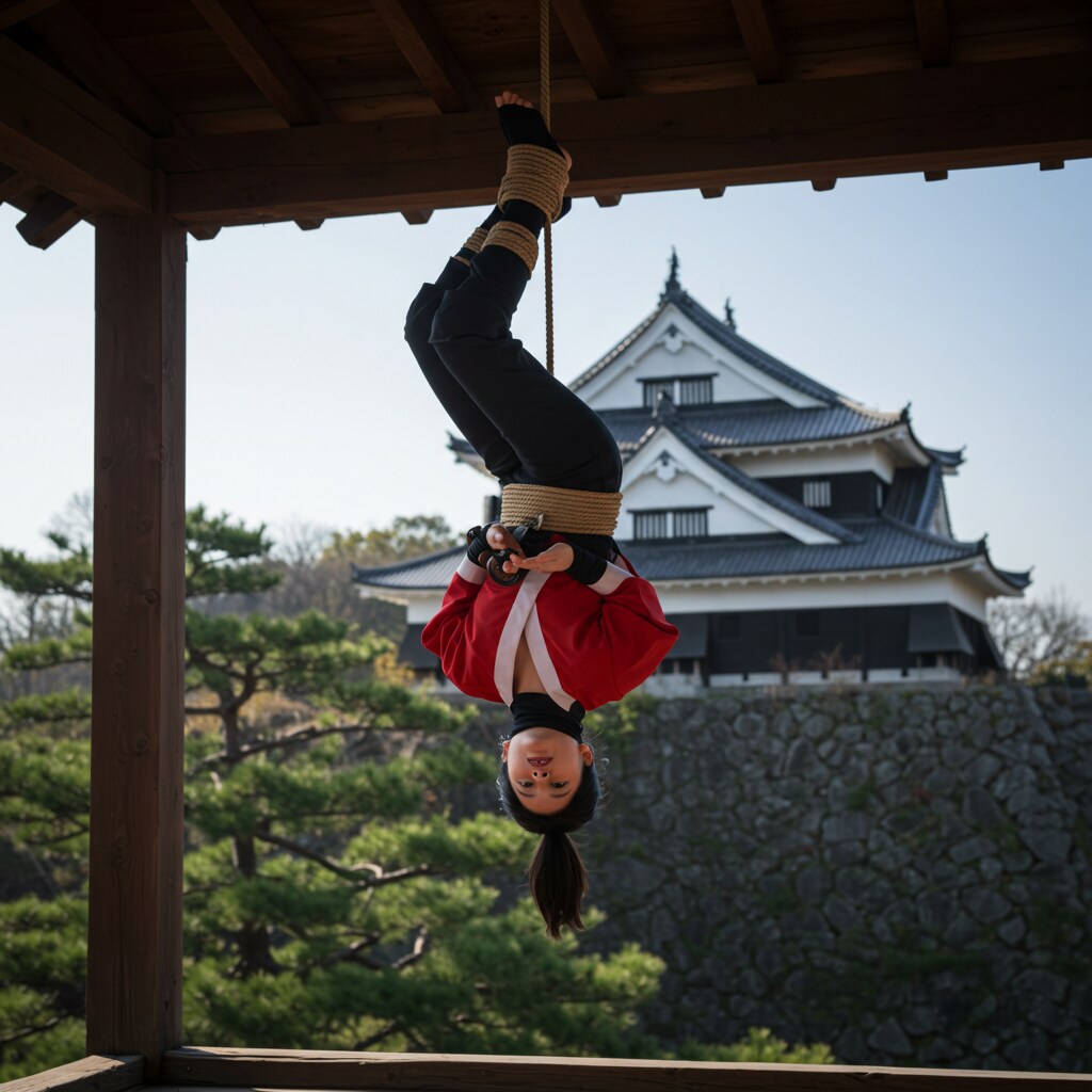 捕まった女忍者